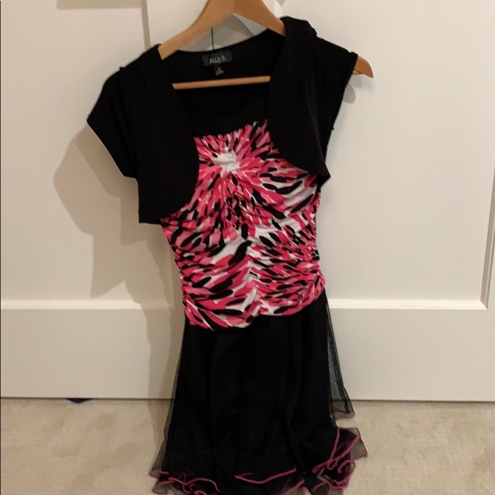 cute pink and black dress (kids) connected shrug